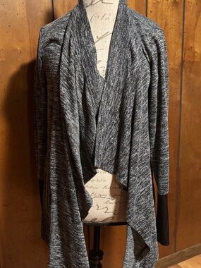RBX Gray Marled Open Drape Front Cardigan